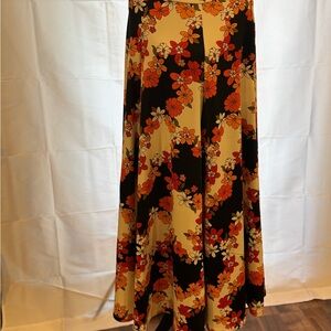 LuLaRoe Victoria Floral Maxi Skirt in Black, Orange, and Cream